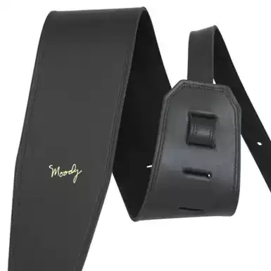 Moody 4 0Inch Leather Backed Strap Black Black Guitar Bass Baby Bag