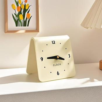 ins Cream-Colored Clock Ornament for Living Room and Bedroom, Desktop Decoration, Home Bedside Silent Table Clock