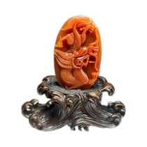 Ruihuang Cui Pure Natural Yunnan Huanglong Jade Fine Jewelry Full Red Dragon Pendant Sweater Chain