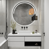 Rock plate minimalist bathroom cabinet combination light luxury smart hand wash wash pool modern simple solid wood wash table