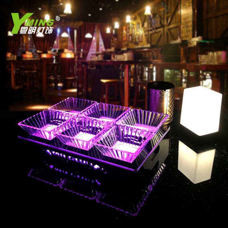 Bar creative compartment fruit plate rack KTV fruit snack plate dried fruit platter led luminous 469 grid snack plate