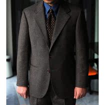 Autumn and winter full wool Curry white dot single breasted Italian semi-hemp lined suit mens single West 3 Buckle 2