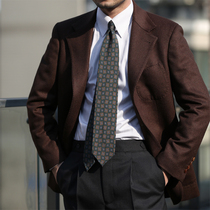 Autumn and Winter Full Wool Brown Single Breasted Suit Male Napoli Sleeve 3 Buckle 2