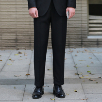 Spring and summer black Gray Tibetan worsted wool trousers mens high waist trousers Naples Paris buckle