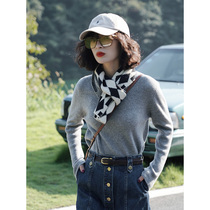 Line drawing late autumn bi into the classic Wild wool two-color seamless knitted V-neck base shirt Women