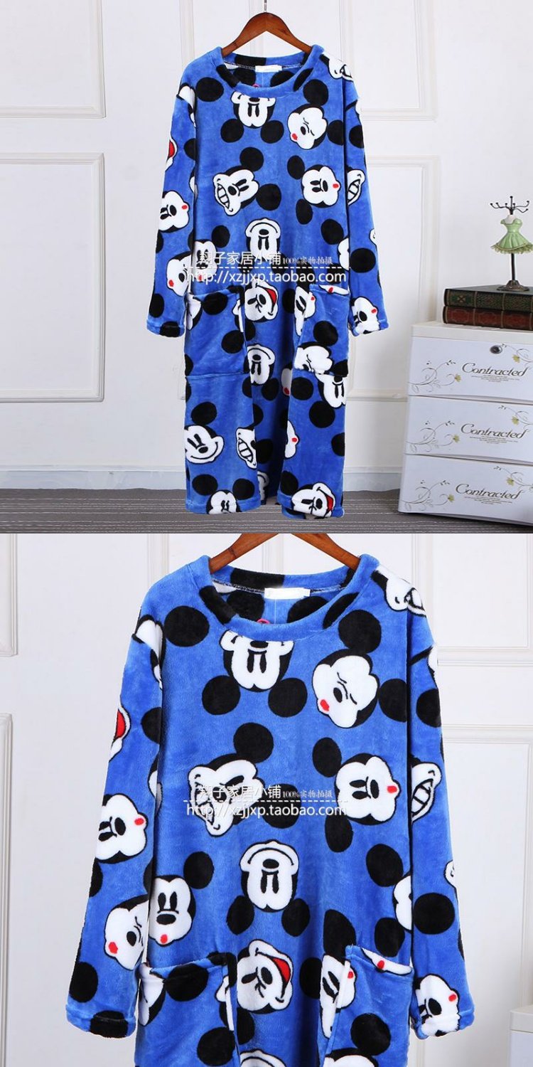 Phiên bản Hàn Quốc của váy flannel size lớn chất béo MM200 kg cho bà bầu váy dài mùa thu và mùa đông dài tay áo nhung dày san hô váy đầm mặc nhà trung niên