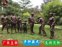 Glass fiber reinforced plastic red army sculpture imitation copper military and civilian fish water sculpture military sculpture anti-Japanese war figure Army culture