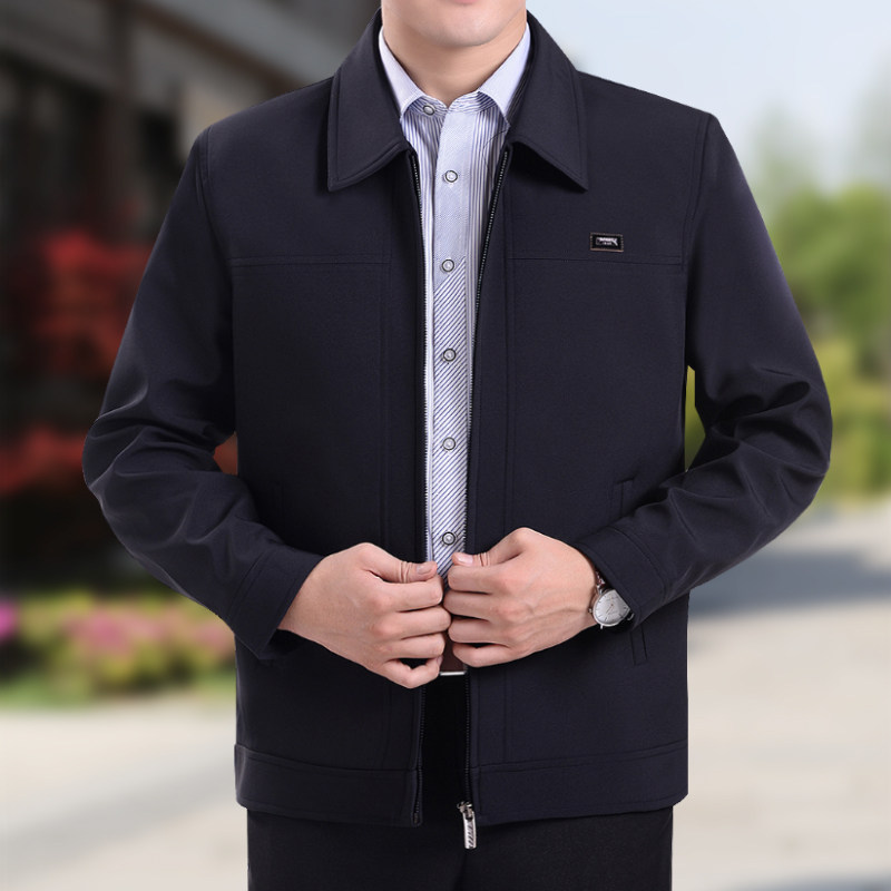 Middle-aged and elderly men's button coat spring and autumn loose large size dad wear autumn and winter thick top men's jacket shirt