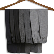 Old man elastic waist slacks mens high waist loose spring and autumn thin section Dad middle-aged and elderly deep crotch grandpa western pants