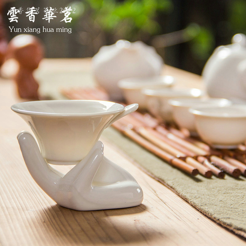 White porcelain tea leak tea filter tea cushion tea bubble tea filter ceramic creative tea filter tea accessories