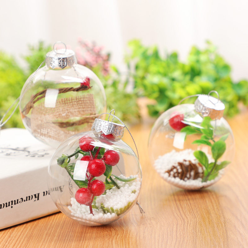 Christmas ball decoration festival hanging ornament transparent hanging ball PE ball transparent 8cm round spherical pendant holiday decoration supplies