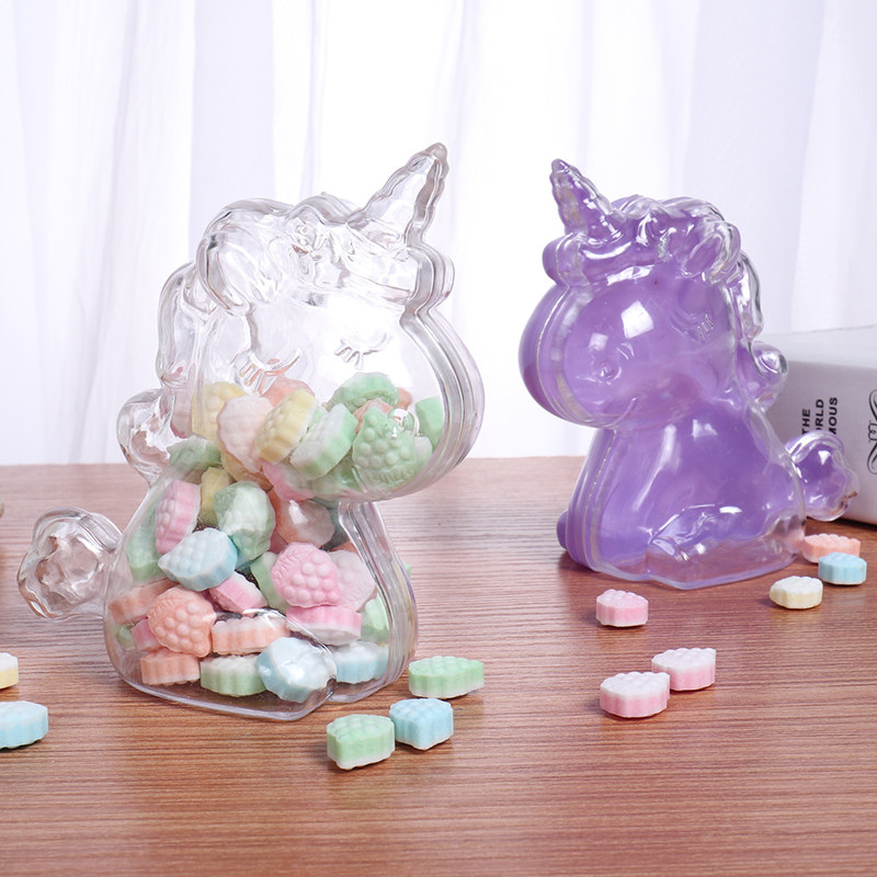 Plastic transparent unicorn Joy Sugar Box Creative Cartoon Candy Box Snack Containing packaging box Children's birthday Back to the day