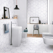 Jazz white black and white stone hexagonal tile toilet non-slip hexagonal floor tile kitchen tile Nordic bathroom wall tile