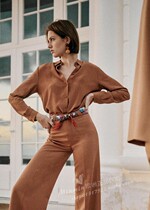 2 colors French Paris designers silk shirt chemise ANN