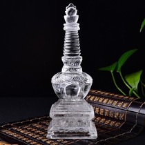 White Crystal Buddhist supplies natural white crystal stupa ornaments hand-carved original stone polished Pagoda