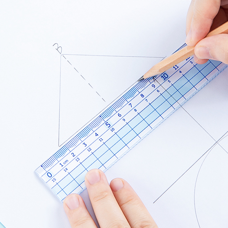 The right primary and middle school students wave ruler double scale ruler sub 20cm transparent plastic 15cm Children's focus 18cm