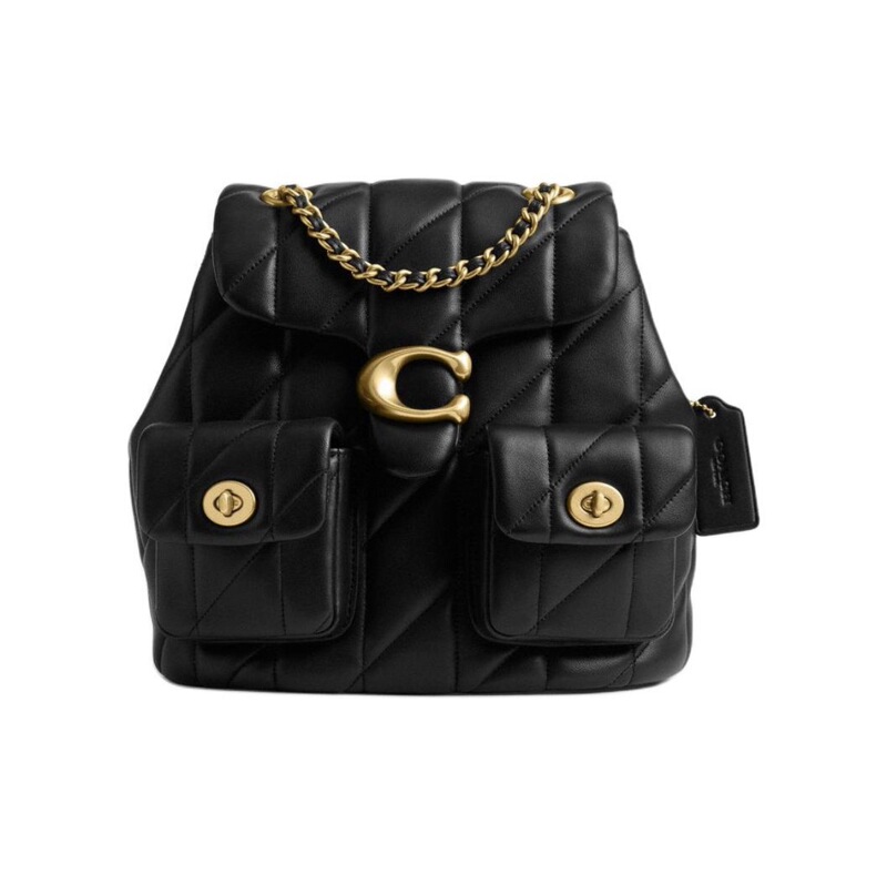 In Stock Now! Coach Tabby Backpack from the Us, Sheepskin, Denim Blue, Black