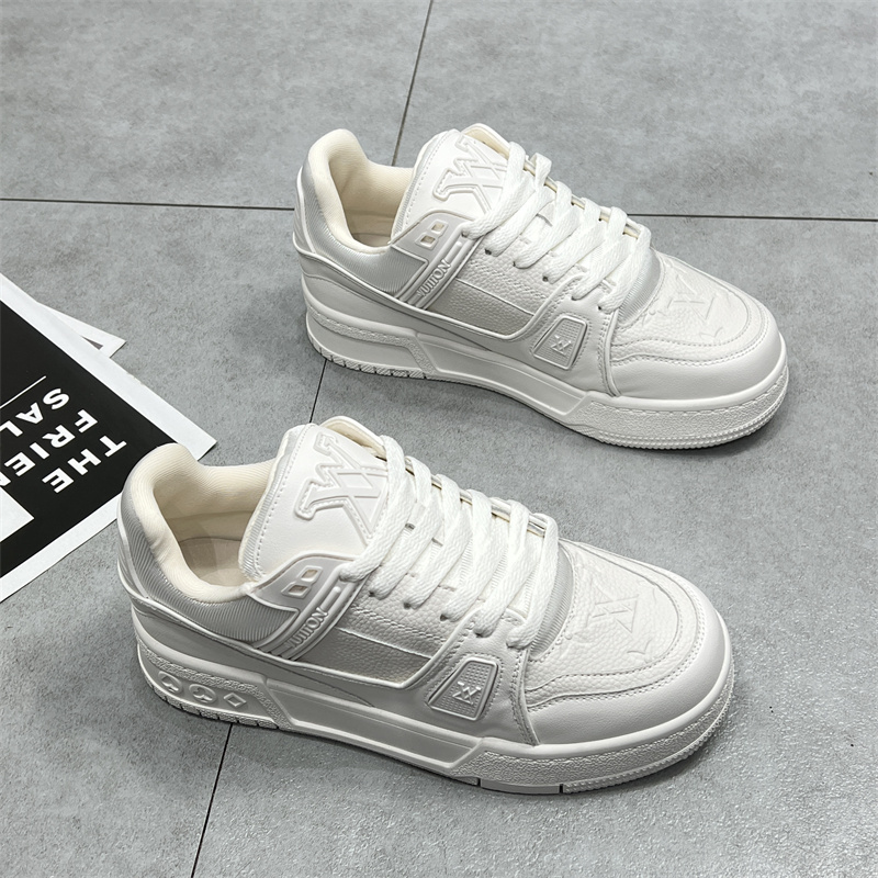 Korean Style Trendy White Sneakers for Women, Hong Kong Style Casual Thick-Soled Height-Increasing Genuine Leather 2025 Spring New Versatile Sports Sneakers