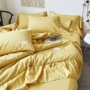 INS Bắc Âu mạng Red Li gia đình bốn đơn hoặc kép giường 1,5m giường lanh 1.8m chăn màu đơn giản - Bộ đồ giường bốn mảnh chăn ga cao cấp luxury