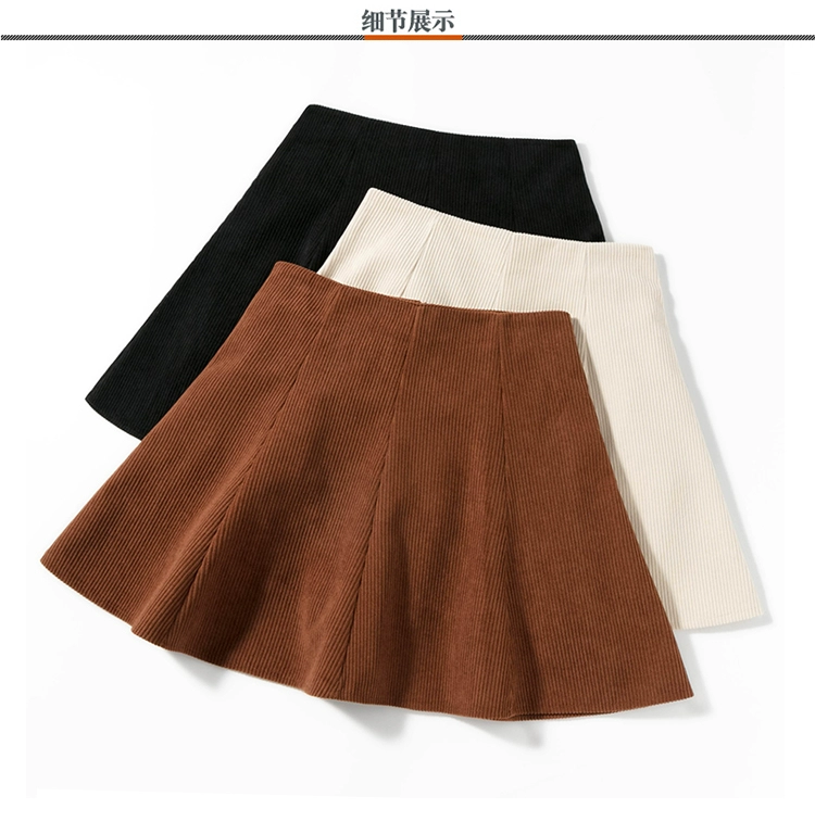 2021 Autumn Winter Vintage Mini Skirts Hight Waist A-line Women's Pleated Skirt Elegant Korean Fashion Corduroy Black Skirt pleated midi skirt