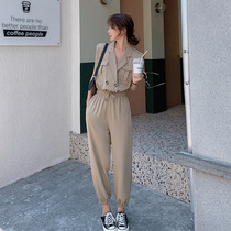 Sandro Beytagh Dress Pants Women Dress 2022 Summer Net Red Sleeveless Casual Bunk Leg Tooling Conjoined Pants