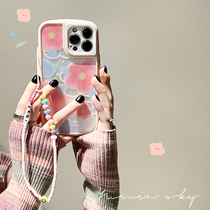 Teenage pink flowers apply iPhone13promax Apple 12 mobile phone shell 11 hand chain xs anti-fall xr 8
