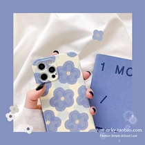 Fresh blue flowers apply iPhone13 xs xr apple 12 11promax mobile phone shell 8plus female