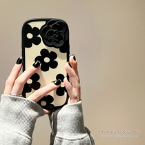 ins sweet and cool black flowers apply iPhone13 apple 12promax mobile phone shell 11 silicone xs female xr soft 8