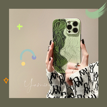 Advanced sense green folds apply iPhone12promax Apple 13 phone shell 11 splicing xs xr anti-fall 8