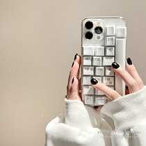 Creative white keyboard applicable iPhone13promax Apple 12 phone shell 11 handmade x female xr stereo 8