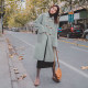 Fur all-in-one bean green button coat for girls chic furry mid-length imitation mink coat in internet celebrity style