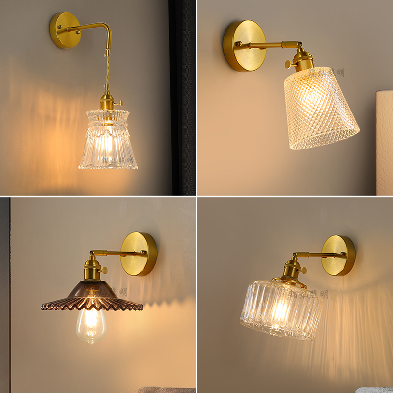 Light Luxury Japanese-Style New Wall Lamp ins Nordic Retro Bedside Background Wall Lamp Modern Minimalist Hallway Mirror Front Lamp