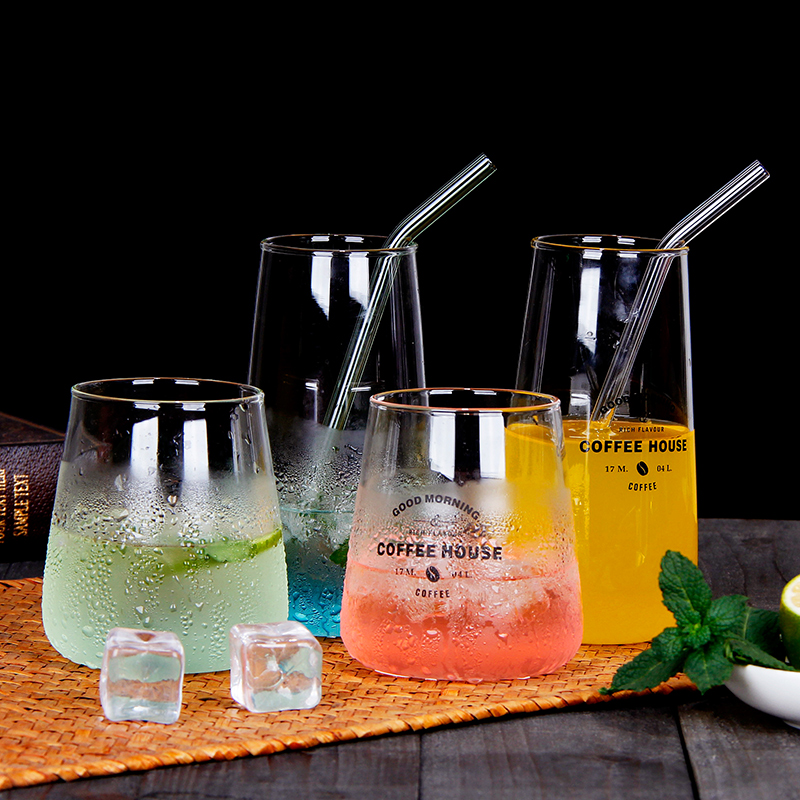 Net Red Glass Cup Creative Home Transparent Water Glass Ins Wind Sweet Taster Snow Milk Tea Juice Drink Breakfast Cup-Taobao