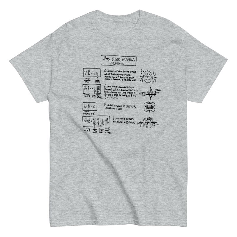 Maxwell Equation T-Shirt Men's and Women's University Mathematics Physics Formula Student Academic Master Loose Cotton Short-Sleeved Summer