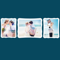 Wedding photo crystal porcelain three-piece combination photo enlargement wall frameless creative living room bedroom photo frame production