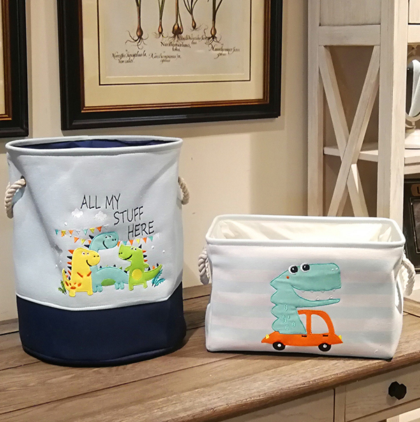 Nordic children's toy storage bucket desktop storage basket cartoon toy blue sundries blue finishing box clothes dirty clothes bucket