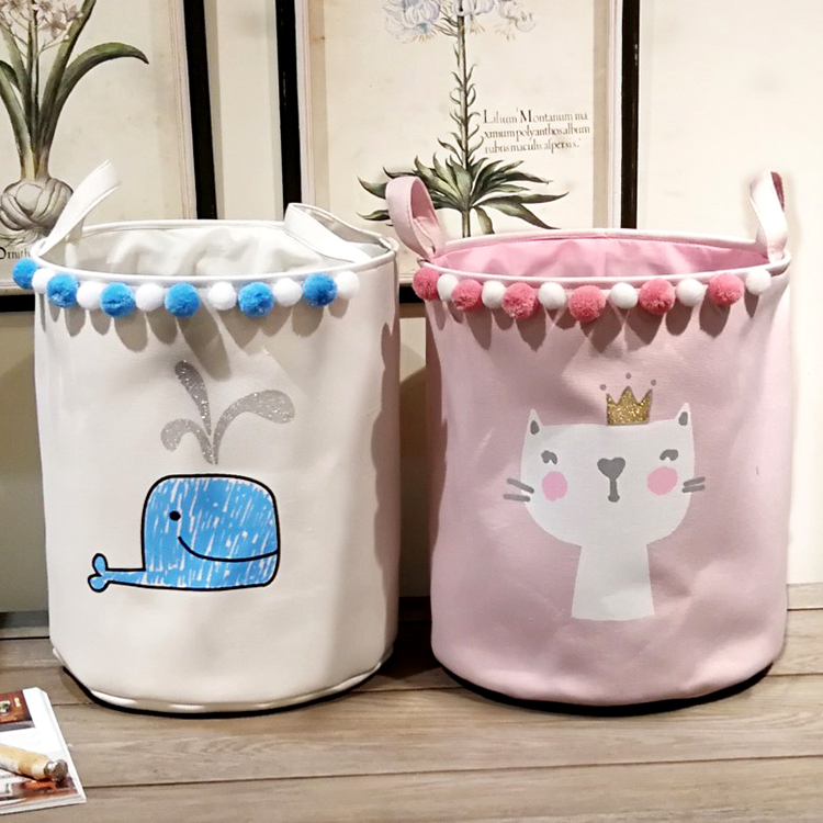 Nordic Children's Toy Storage Bucket Clothes Dirty Clothes Bucket Cartoon Storage Box Storage Bucket Baby Toy Storage Basket