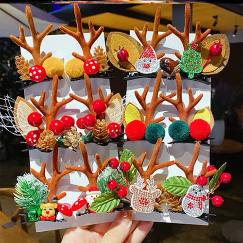 2024 Новая рождественская шпилька ювелирные изделия для оленя рог рог -боковой клип.