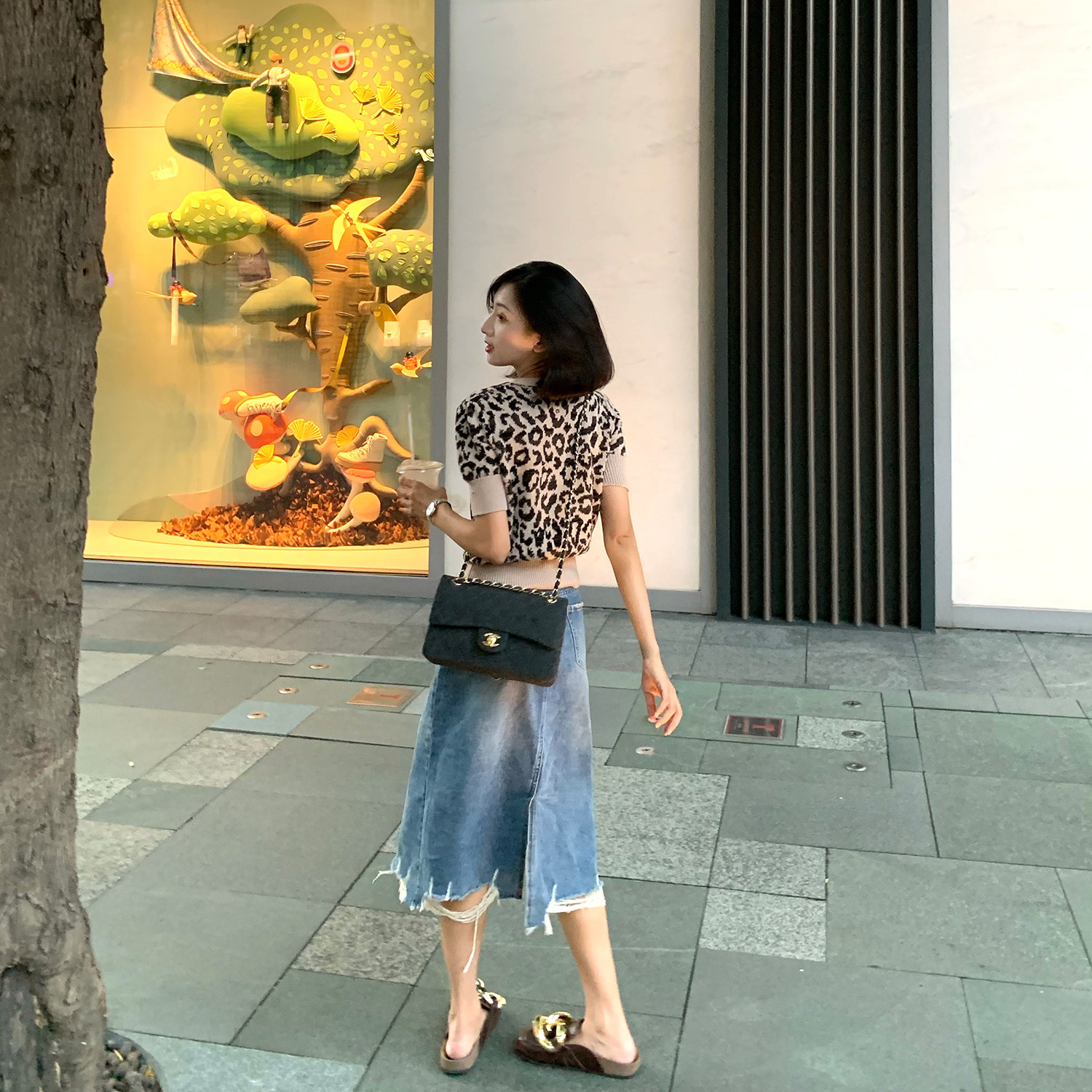 tinafairy early autumn new short section BAO WEN short-sleeved top women's popular temperament wool sweater this year