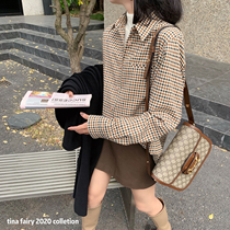 tina Chiriotou shirt New 2020 Autumn Winter long sleeve fashion wild plaid Tide womens shirt shirt