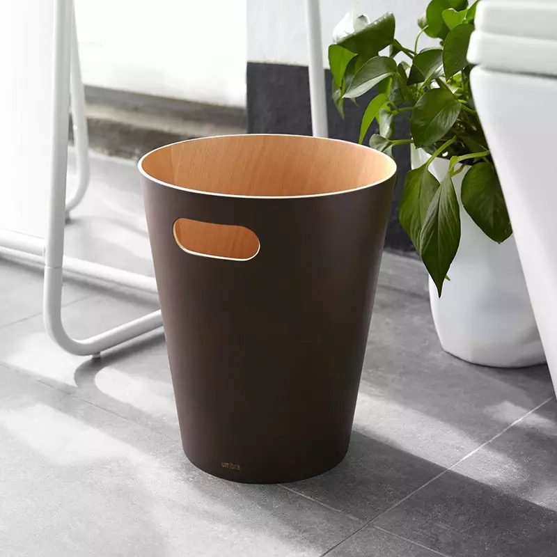 Umbra wooden trash bin household living room bedroom creative European-style collection barrel large capacity without cover simple luxury