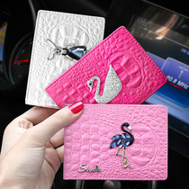 General drivers license leather case motor vehicle driving integrated bag creative goddess Swan Multifunctional leather case driver license clip