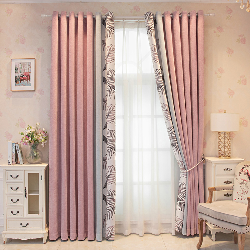 Curtains 2023 new thickened chenille cashmere seamless stitching modern minimalist living room bedroom color matching curtains