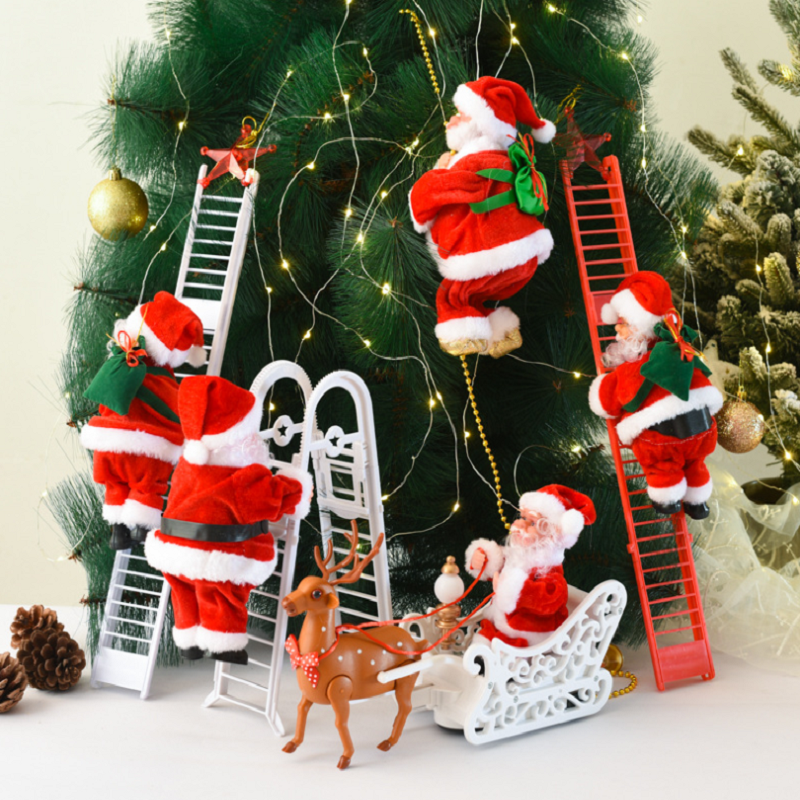 Electric climbing beads Beads Necklace Climbing Stairs Jay Christmas Old Man Doll Boy Toys Shivering Soundnet Red Christmas Gifts