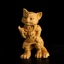 Small Leaves Yellow Poplar Wood Sculptures Play Handlebar Piece Men Carry the Hanging Pendant Handicraft Animal Solid Wood to the Tiger Cat
