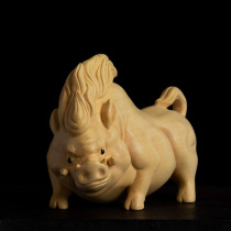 Yellow poplar wood carving boutique with playful handlebar pieces Handicraft Living Room Solid Wood Creative Animal Mercy Wild Boar