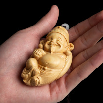 Yellow Yang wood carving disc to play text and play handlebar pieces Wen Caixity sculpted handicraft solid wood characters at the mercy of the Yuan Baochaeity