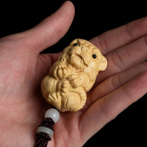 Yellow Poplar Wood Sculpture Decompression Essay Playing Disc Play Handlebar Pieces Handiwork Solid Wood Men Carry-on and Play Pendant Zodiac Tiger