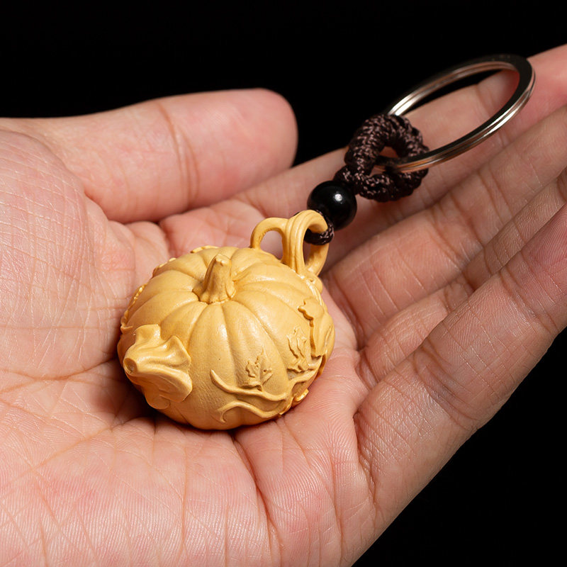 Huang Yang wood teapot ornaments play hand-carved craft gift decoration key fods with a disc to play with wood carving pendants