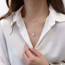 Light luxury niche natural pearl star necklace female personality pull chain choker 2021 New Wild